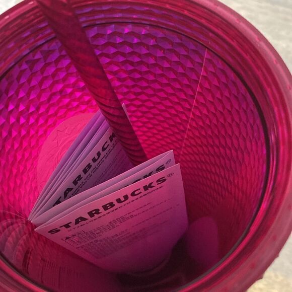 NWT-Starbucks Disneyland Castle Hot Pink Ombre Spiky Studded Cold Cup 24oz.Venti - Picture 6 of 7